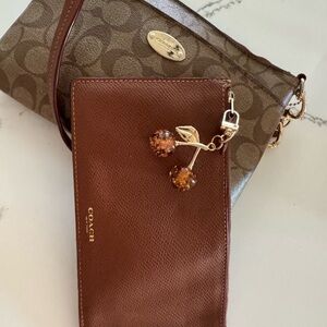 Coach Tan and Brown Signature mini bag w/ extra pouch